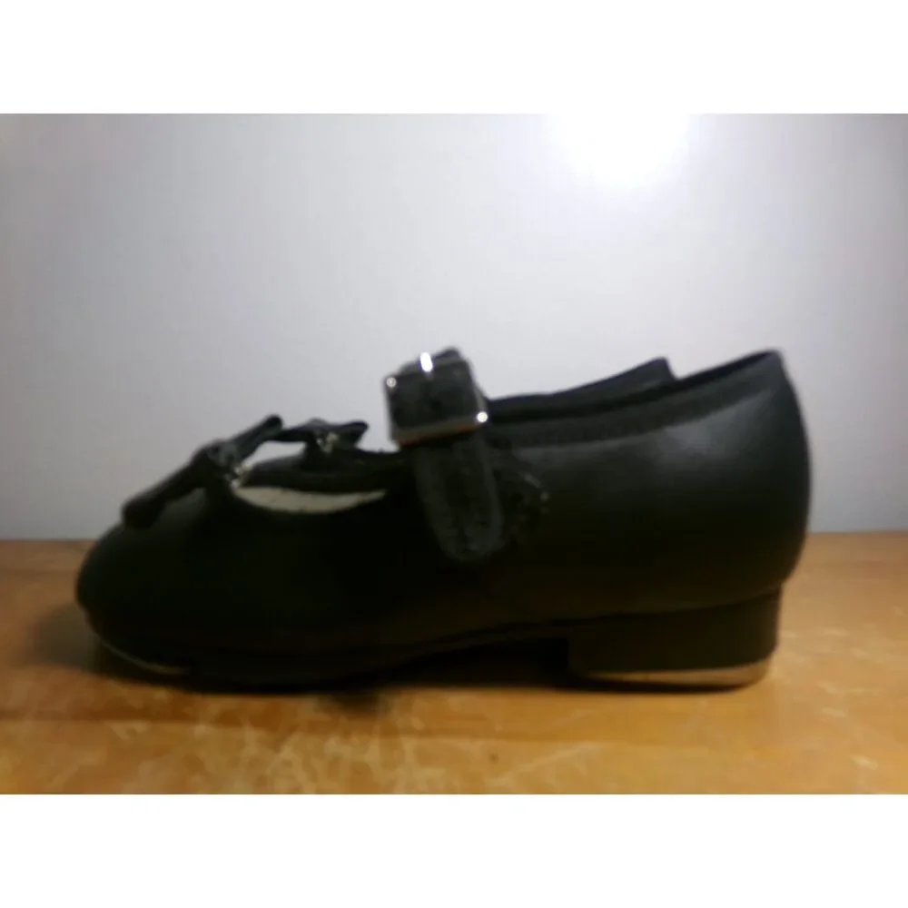 Pre-Owned Dance Tap Shoes Capezio 3800 9M Little Kids Black Mary Jane Leather E